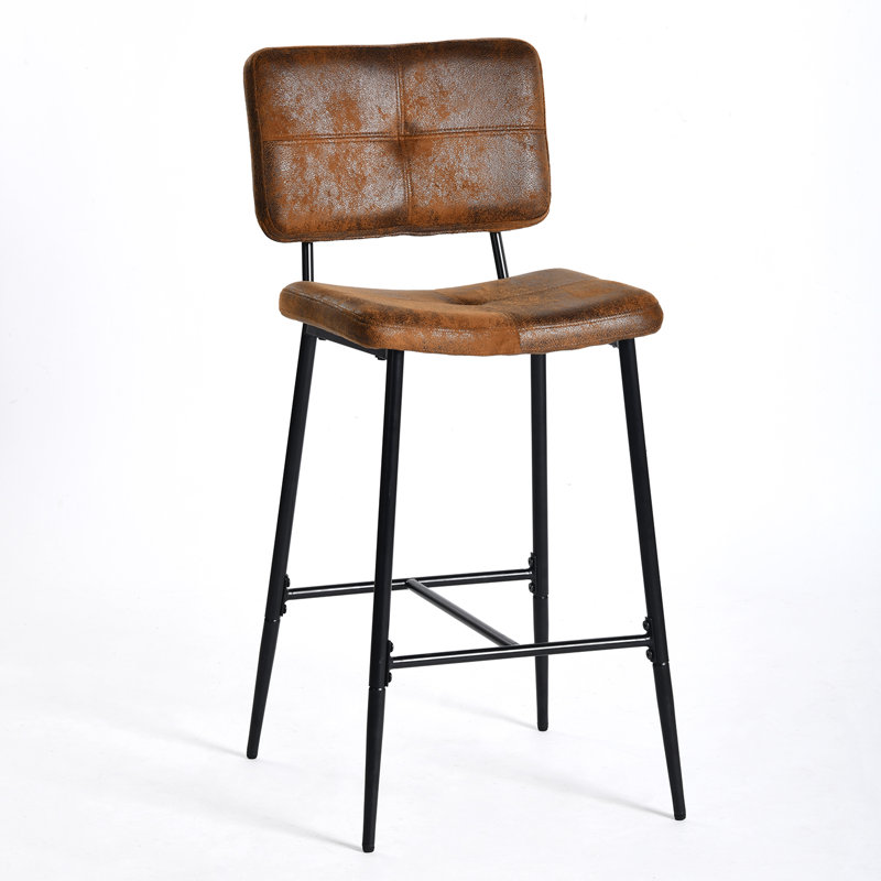 Tabouret de bar en tissu de qualité supérieure avec structure en acier robuste, sièges durables et élégants pour les bars et les salles à manger, rembourrage confortable, finition brun rustique, parfait pour la cuisine et les espaces repas