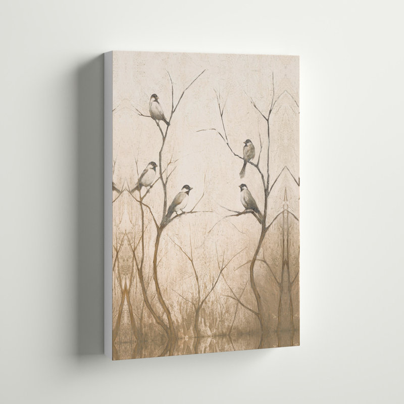 Oiseaux sur branches dans le bois-impression sur toile