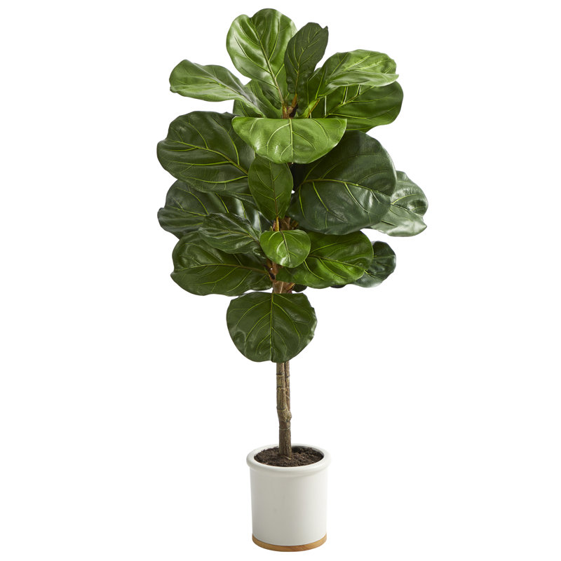 Figuier à feuilles artificielle en pot, H 42 po x l 14 po x P 14 po