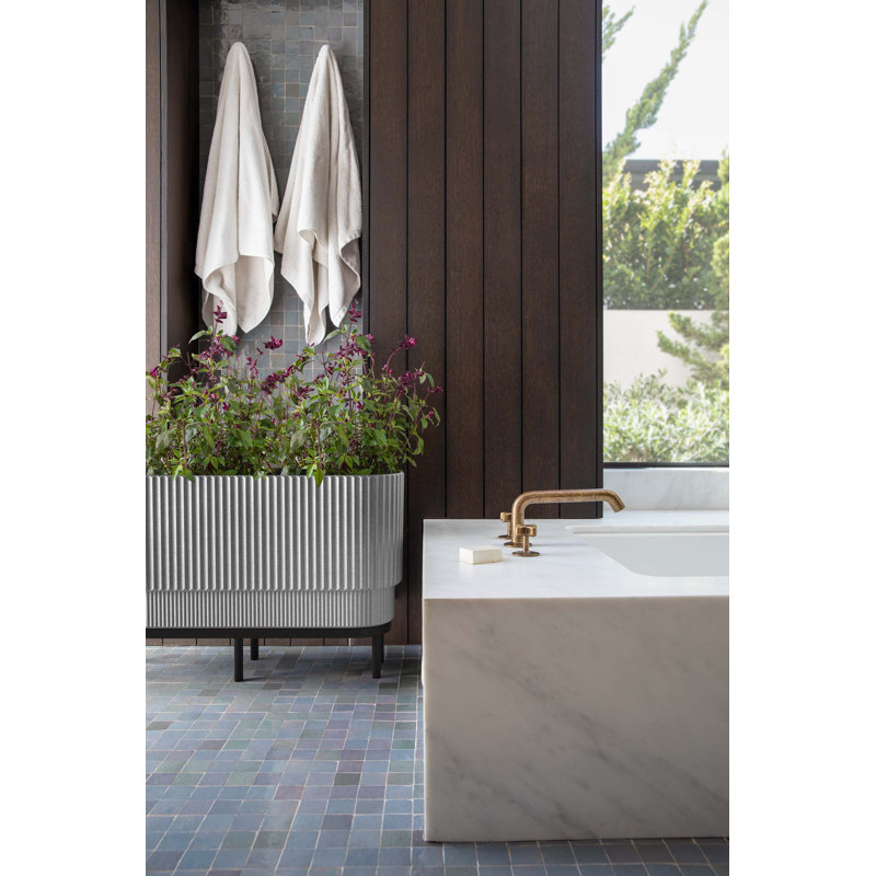 Long pot à fleurs surélevé 30 "avec support Veradek, 1, Gris / Noir