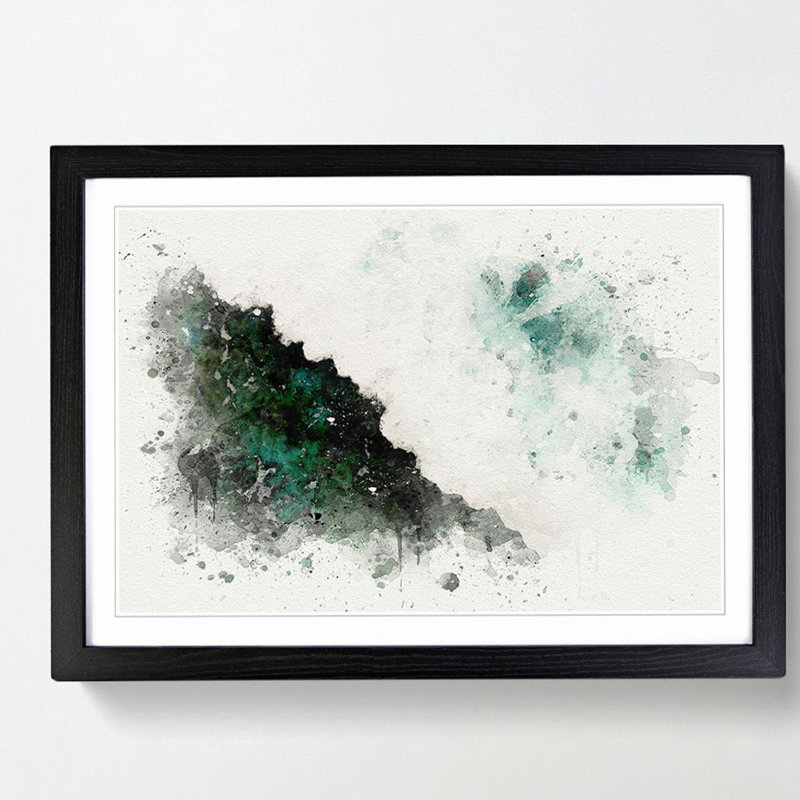 Waves in Midigama Beach in Abstract - Picture Frame Graphic Art Print, 50cm H x 76cm W x 2cm D, Black