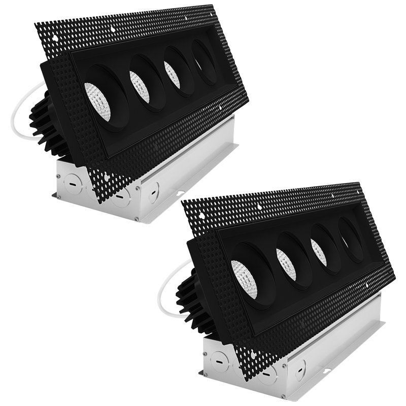 Luminaire encastré à DEL rectangulaire à 4 têtes LUXRITE, pivotant à 360 ° + 15 °, 5CCT, 60W, 4000LM, 60 °, double intensité variable, IC et Wet 2