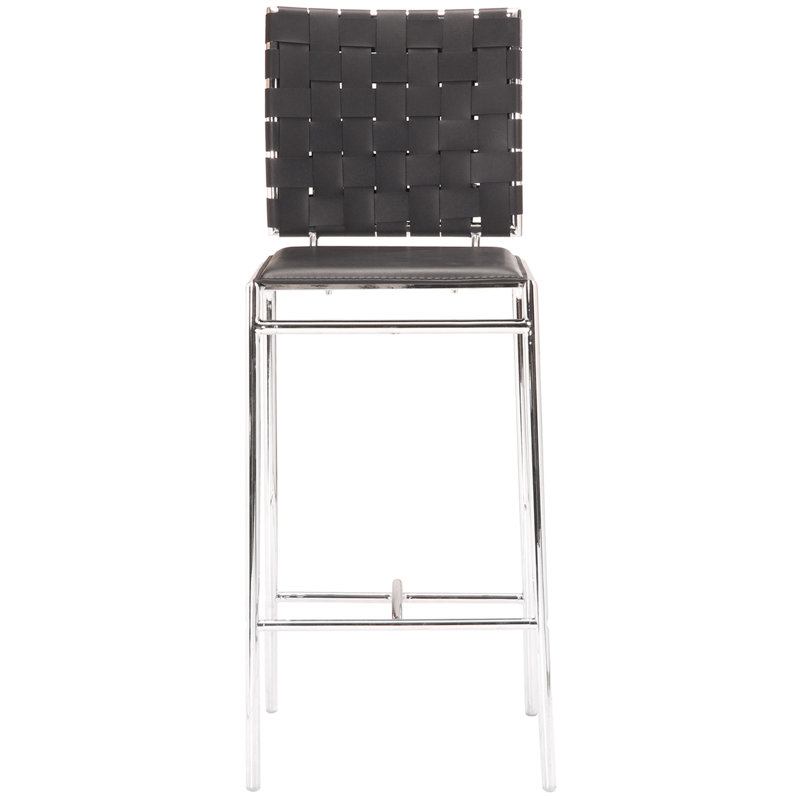 Yashvi Upholstered Counter Stool with Metal Frame, Counter Stool (26" Seat Height), Black