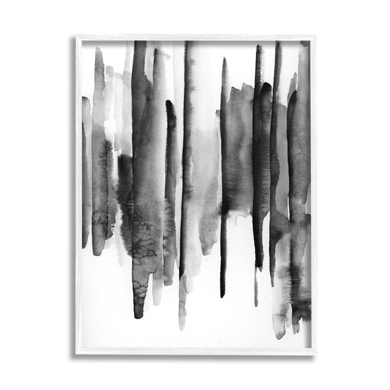 Encre noire verticale verticale, aquarelle abstraite sur fond noir, estampe numérique, art texturé par VDK Atelier