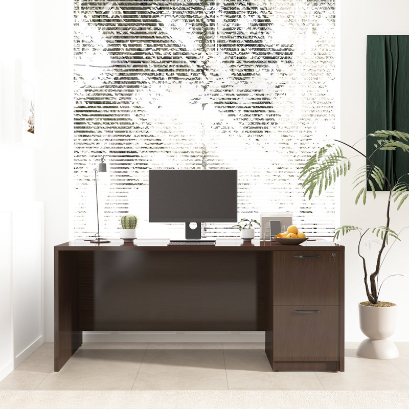 Nikkitta 66.93" Rectangle Executive Office Desk, Espresso