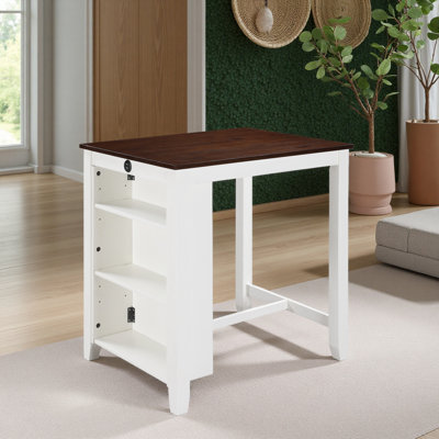36"Finish Small Space Counter Height Dining Table With USB Charging Ports And Shelves