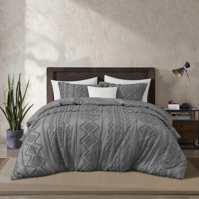 Algoma 3 Piece Modern Geometric Comforter Set, Queen Comforter + 2 Standard Shams, Beige