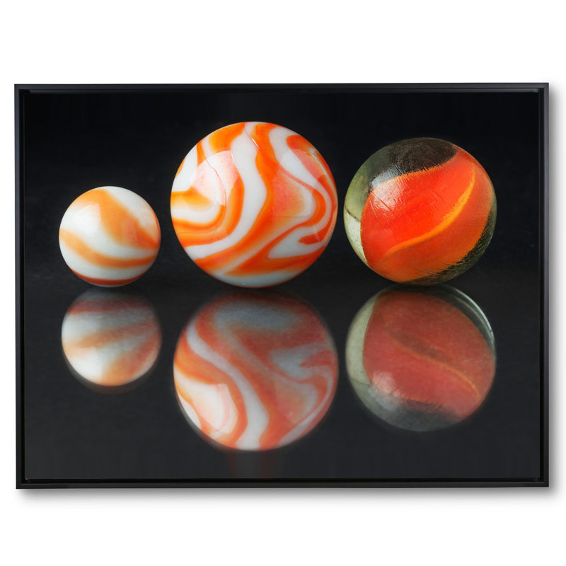 Marbles Print by Philippe Monthoux, Black Floater Framed Canvas, 20" H x 26" W x 2" D, No Mat