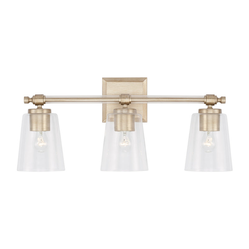 Brushed Champagne 3-Light Vanity with Clear Glass Shades