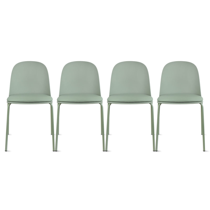 Gustawa Contemporary Causal Classic Stackable Plastic Patio Chairs with Iron Legs Padded Cushion Kitchen Modern Colorful Dining Room Chairs