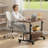 Manual Height Adjustable Desk with Storage Shelf, Portable Mobile Workstation, Rolling Computer Standing Desk for Home Office-974665864