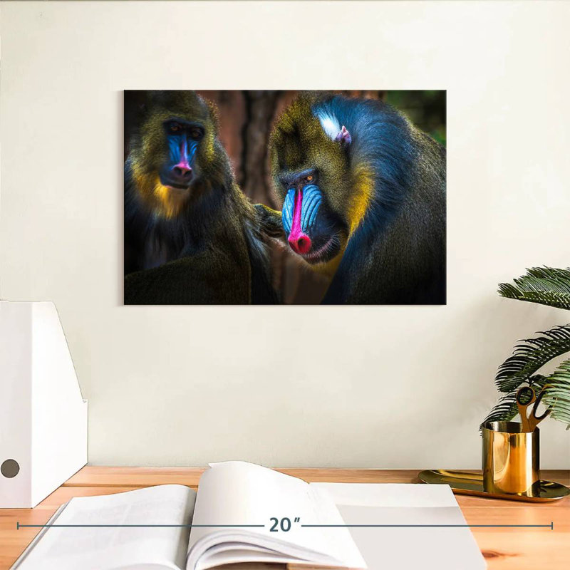 Two Mandrill Monkeys, 8" H x 12" W