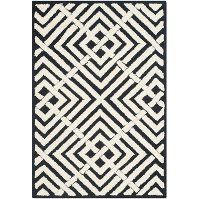 Nieve Geometric Handmade Cotton Black / White Area Rug