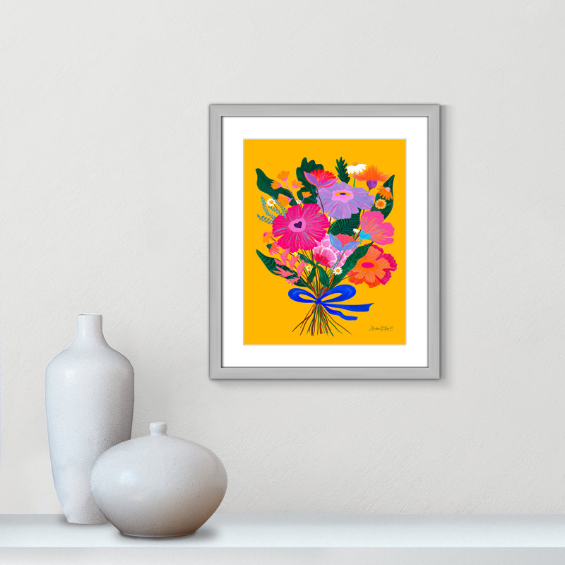 Imprimé éclectique de fleurs par Bloom, Argent mat, L 16 po x H 19 po, Imprimé mat