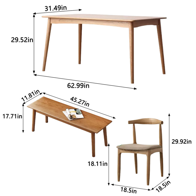 Maylinn Solid Wood Top Four Leg Dining Set, 4