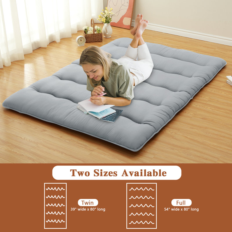 Matelas de futon japonais, Gris, Grand lit