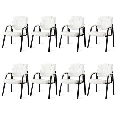 Chaises de réception empilables en similicuir - Ensemble de 8 | Siège de bureau pour les halls d'entrée, les cabinets et les salles d'attente