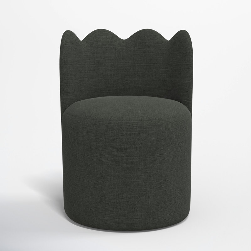 Wavy Back Dining Chair, Classic Black Linen