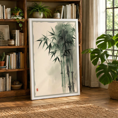 Bamboo in Ink Japandi - Wrapped Canvas