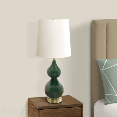 Éclairage, H 24 po, verre vert, abat-jour, contemporain