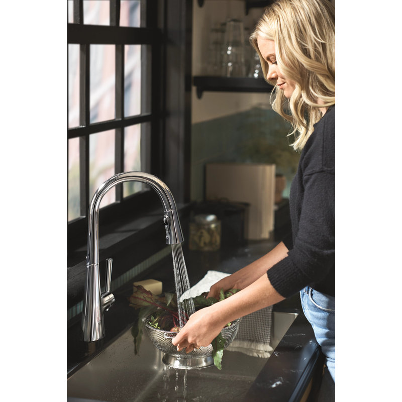 Moen Kurv Single Handle Pulldown Kitchen Faucet with Power Clean Technology, Chrome, Voice Controlled