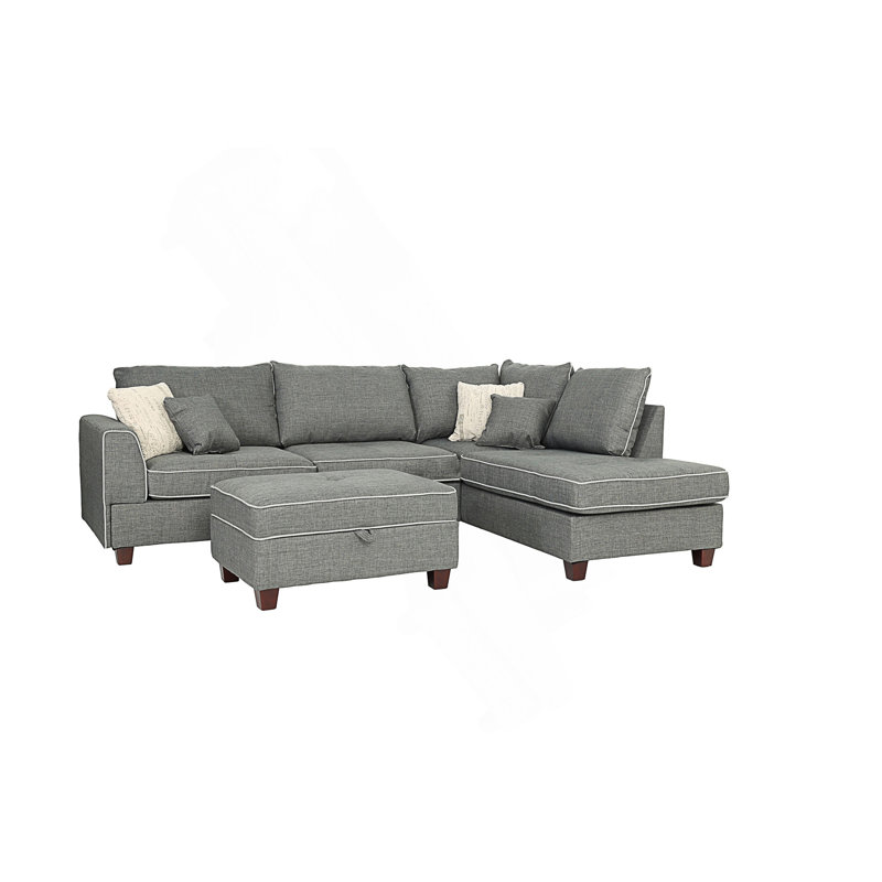 Passion Upholstered L-Shaped Sectional Reversible, Steel