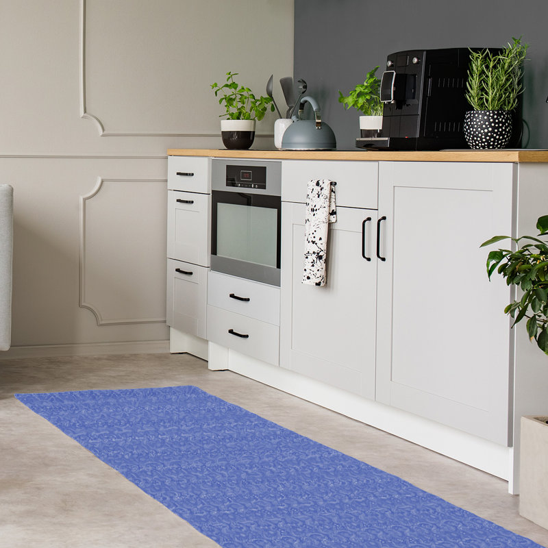 Tapis bleu ardoise de couleur moyenne de troisième oeil, Tapis de couloir 2 pi 6 po x 8 pi