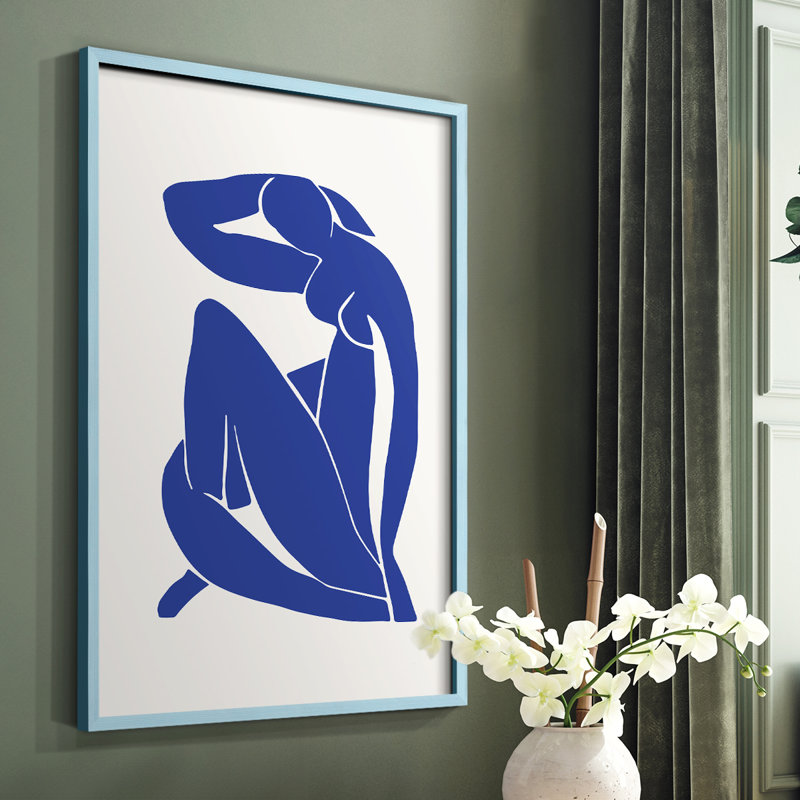 Matisse CXXXVII Framed Print - Solid Wood, 10" H x 8" W, Blue