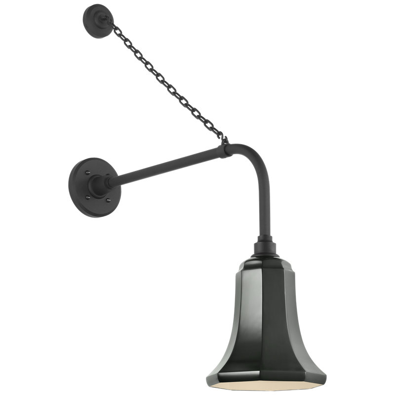 Thomas O'Brien, "Academy 20" Anchored Rex Barn Light in Matte Black with 9.25" White Savannah Shade, Matte Black, Gray