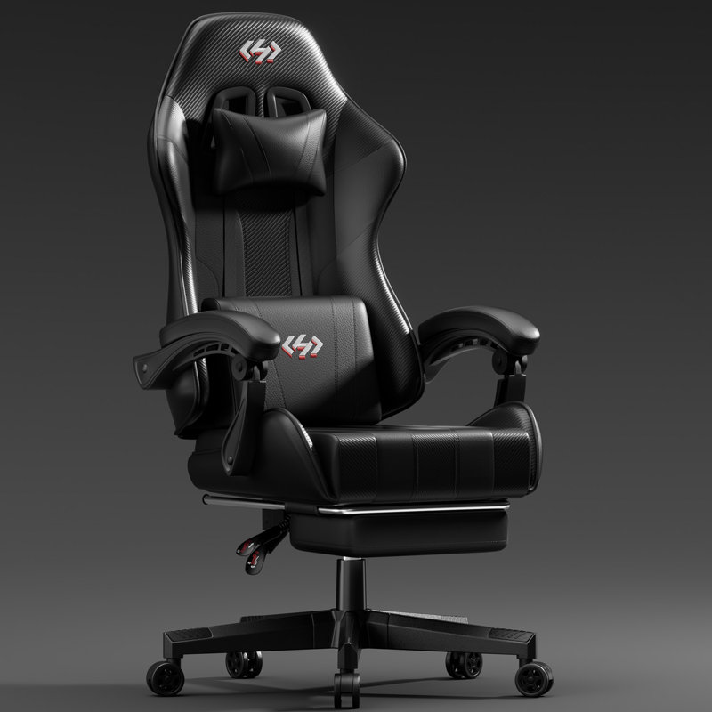 HLDIRECT Gaming Chair with Pocket Spring Cushion, Video Game Chair, Gaming Computer Chair, Ergonomic Chairs with Headrest and Lumbar Support for Adults, Swivel PU Leather Office Chair