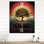 Arbre de vie, arc-en-ciel, rétro, illustration, paysage, arbres, horloge murale moderne