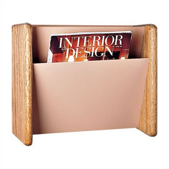 Peter Pepper 14.5'' H Magazine Rack, Aluminum Metallic, Oak