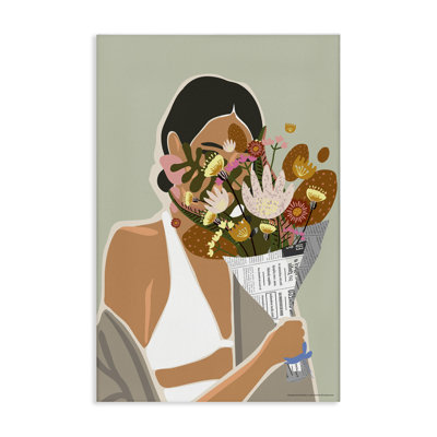 «Woman & Plant Bouquet», art mural sur toile par Reinders