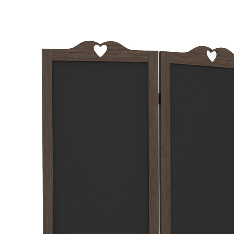 4-Panel Folding Room Divider With Blackboard, Natural
