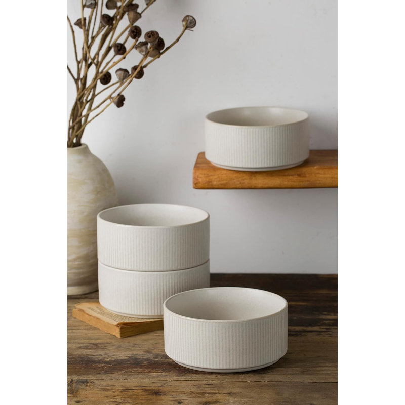 Ensemble de 6 bols à soupe et à céréales de 23 oz en céramique artisanale faits à la main, en grès émaillé double réactif, conception empilable, va au micro-ondes et au lave-vaisselle pour un usage quotidien