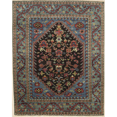 Tapis vert en laine noué à la main Vibrant Traditional