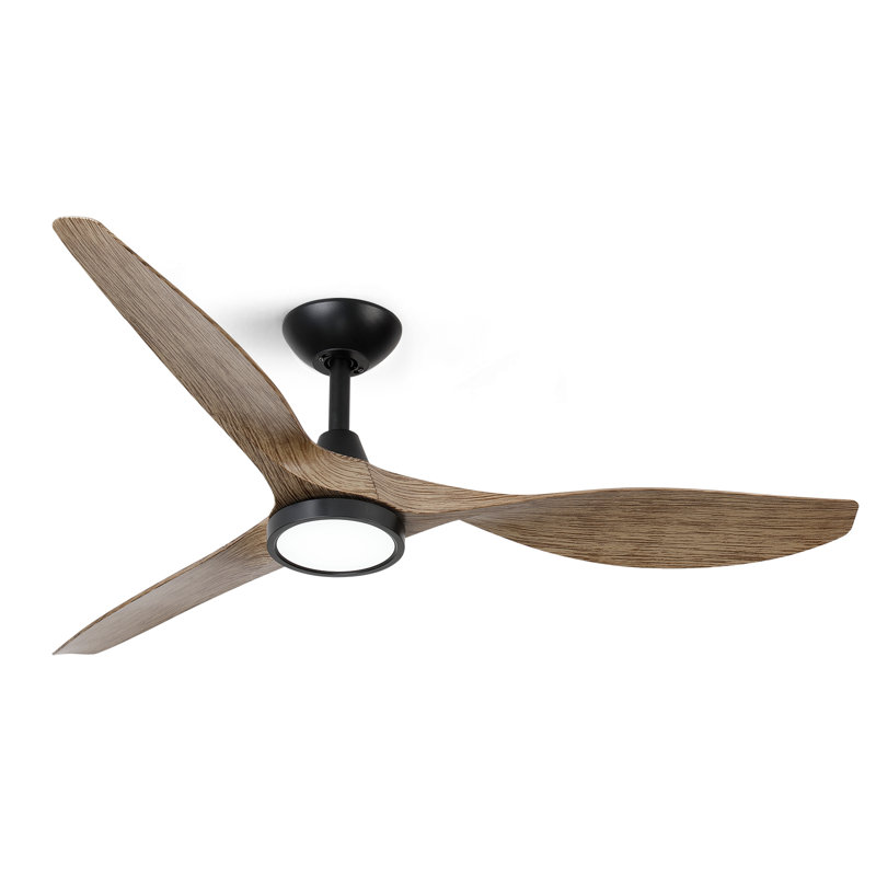 Ventilateur de plafond à DEL 52 po avec télécommande Ulanda, Noir avec pales brunes