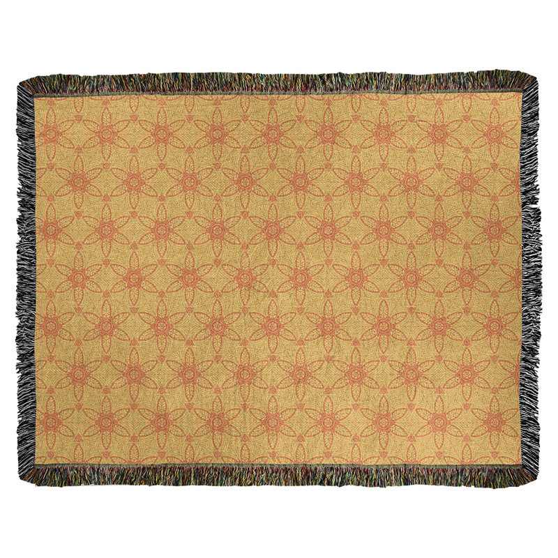 Couverture en coton tissé Katelyn Elizabeth, l 37 po x L 52 po, Jaune et orange