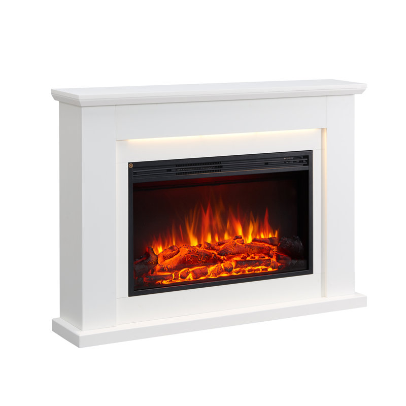 FLAMME Ingleton Electric Fireplace with surround with 2kW Fireplace Heater White Multiple Colours Available, White