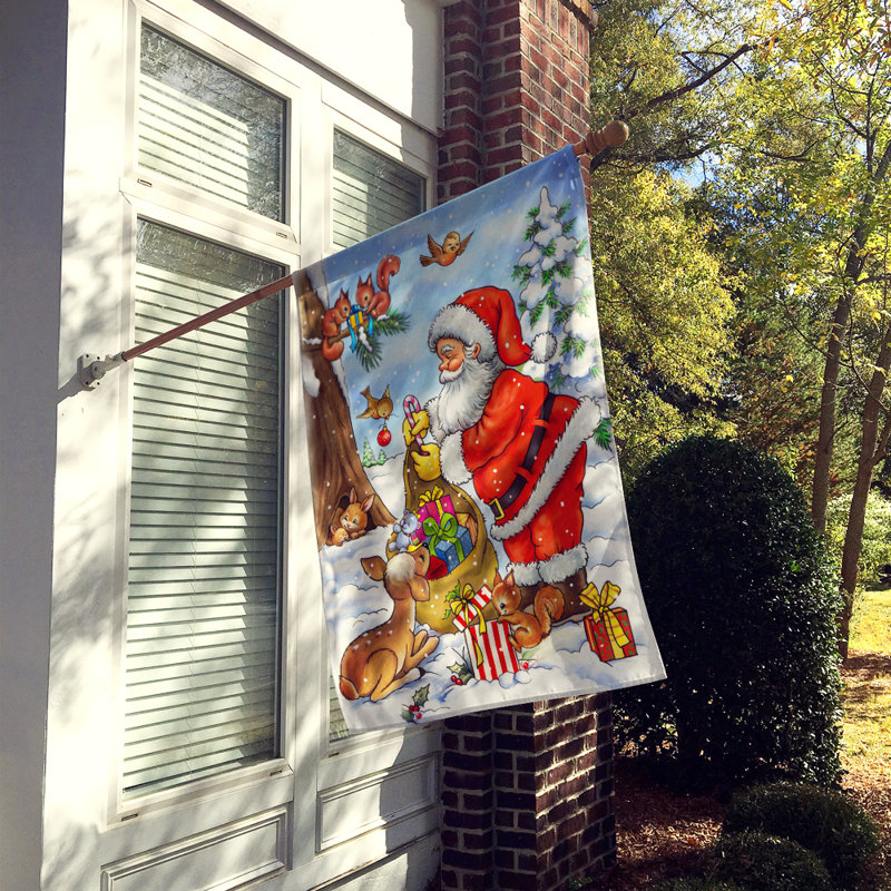 Drapeau de jardin presents2 à la main père noël, H 28 po x l 40 po
