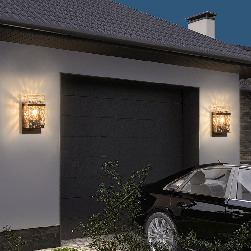  Brown Outdoor Wall Sconce Waterproof Exterior Light Fixture with  Glass Shades, Brown