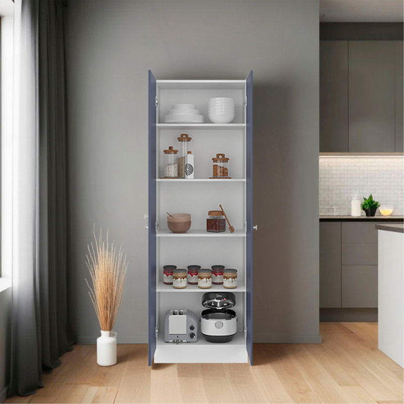 Armoire de rangement à plusieurs étages avec cinq tablettes de rangement et deux portes, solution de rangement et d'organisation pour la cuisine