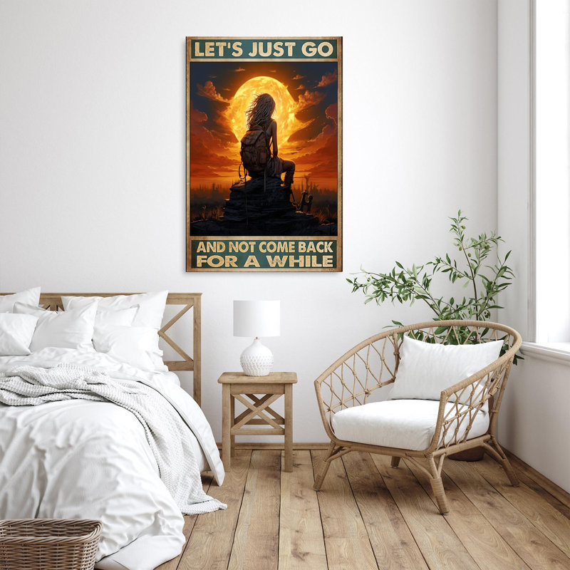 «Woman Randing Lets Just Go» - 1 pièce Rectangle Grap, H 36 po x l 24 po x P 1,25 po