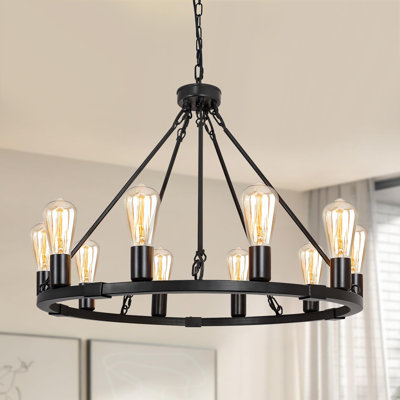 10-Light Wagon Wheel Chandelier