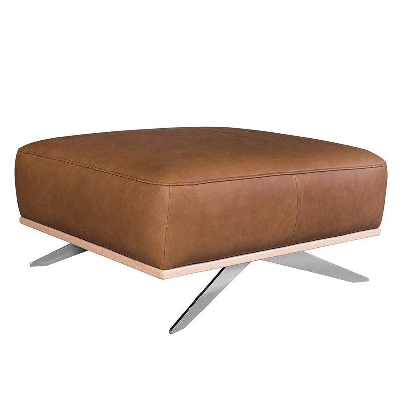 Edeltraut 80cm Wide Square Solid Colour Footstool Ottoman, Cognac