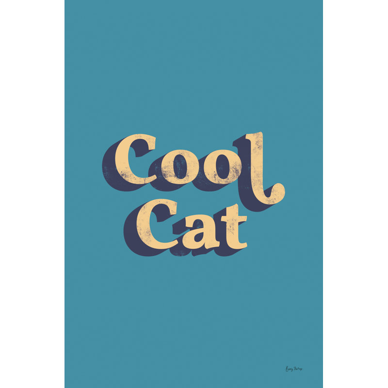 Cool Cat by Becky Thorns - Typography Print, 30 cm H x 20 cm W, Black Floater Framed