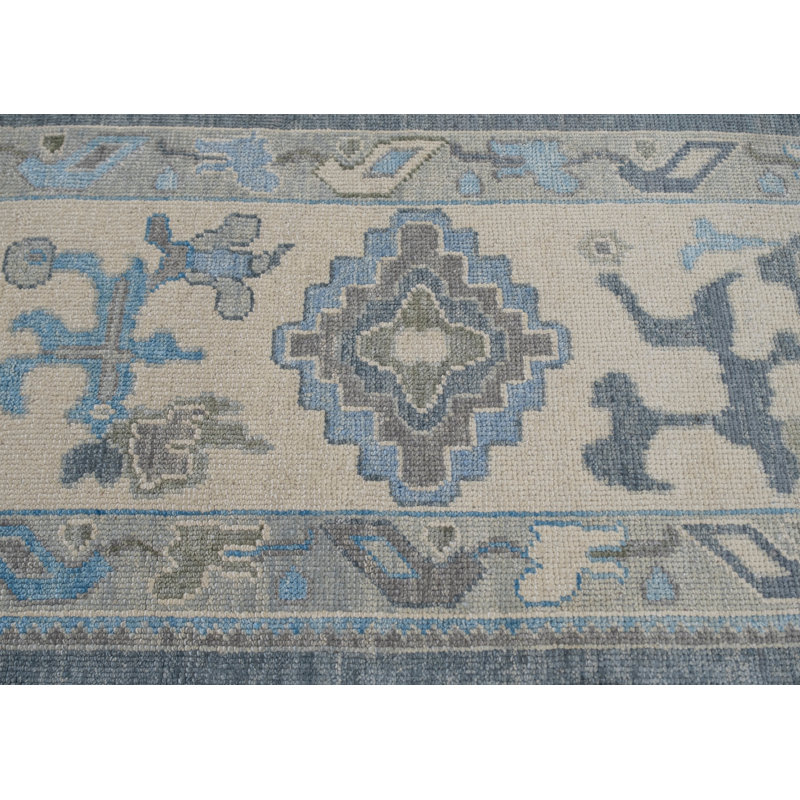 Tapis turc Oushak fait à la main 11 pi 9 po x 14 pi 7 po