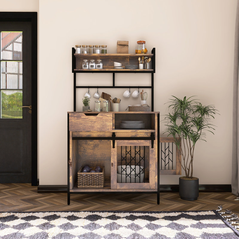 Rustic Brown Sideboard With Open Shelf