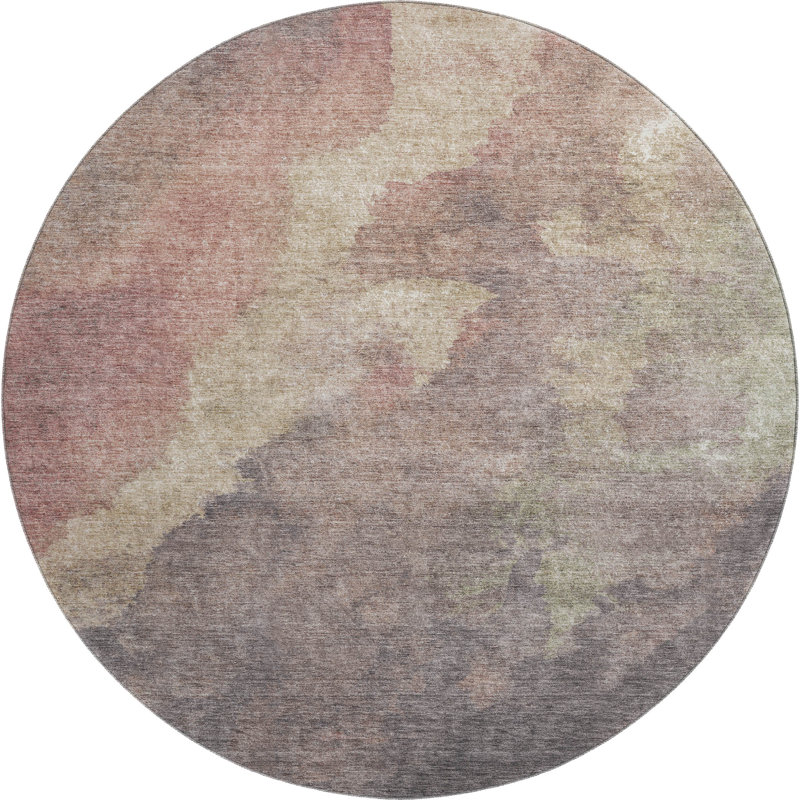 Premium Machine Washable Mundell Abstract Rug, Round 8'
