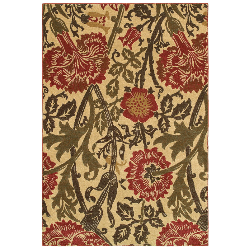 Tapis rouge/jaune tissé à la machine Alonza, Tapis de couloir 9 pi 9 po x 13 pi